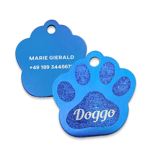 Hundemarke Pfote mit Gravur | personalisiert in blau - Geschenkfreude