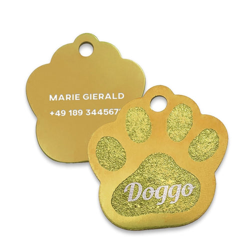 Hundemarke Pfote mit Gravur | personalisiert in gold - Geschenkfreude
