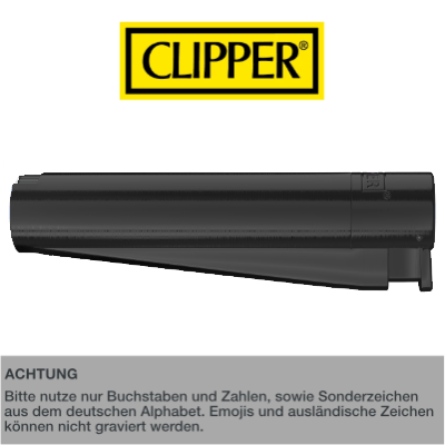 Jet Clipper Feuerzeug mit Gravur | Matt Schwarz - Clipper