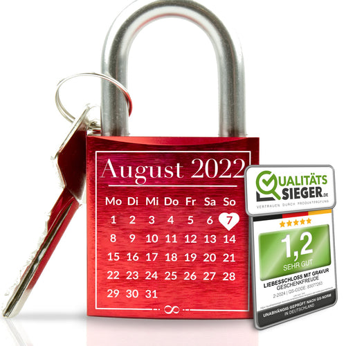 Liebesschloss mit Gravur - Kalender - Jahrestag Geschenk - Geschenkfreude