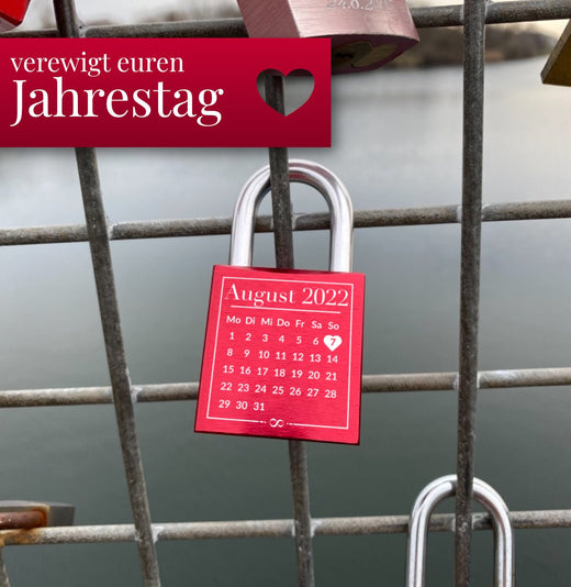 Liebesschloss mit Gravur - Kalender - Jahrestag Geschenk - Geschenkfreude