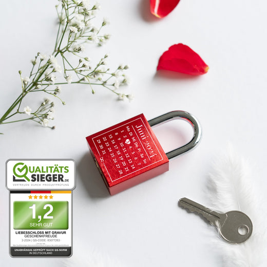 Liebesschloss mit Gravur - Kalender - Jahrestag Geschenk - Geschenkfreude