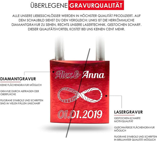 Liebesschloss mit Gravur - Kalender - Jahrestag Geschenk - Geschenkfreude