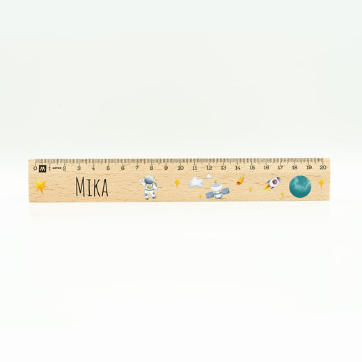 Lineal Personalisiert mit Namen und Astronauten Motiv - 20 cm - Geschenkfreude