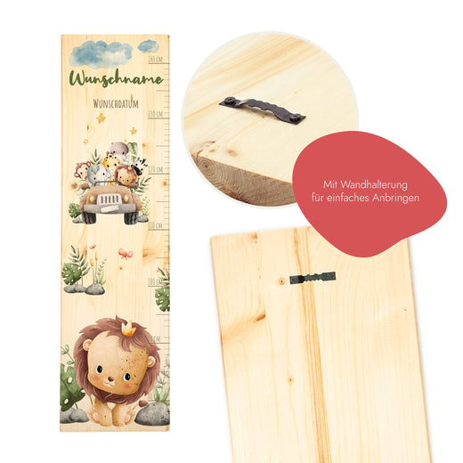 Messlatte Kinder Holz - Safari-Motive  - Geschenkfreude