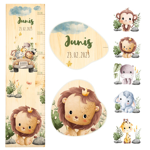 Messlatte Kinder Holz - Safari-Motive - Geschenkfreude