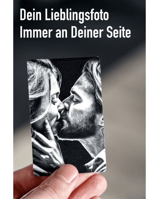 Metallkarte mit Fotogravur | Fotogeschenke für den Partner - Geschenkfreude