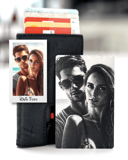 Metallkarte mit Fotogravur | Fotogeschenke für den Partner - Geschenkfreude
