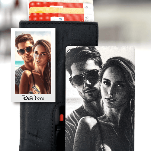Metallkarte mit Fotogravur | Fotogeschenke für den Partner - Geschenkfreude