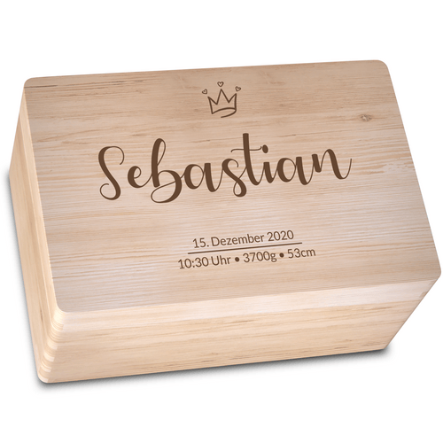 Personalisierte Erinnerungsbox Baby aus Holz - Motiv Name - Geschenkfreude
