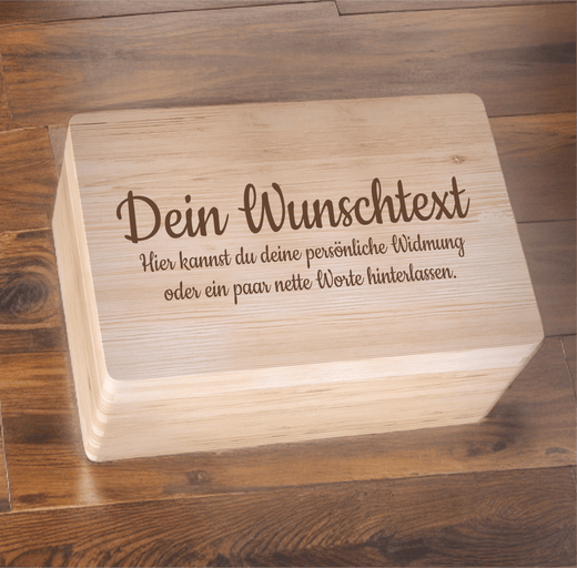 Personalisierte Holzkiste aus Holz mit Wunschtext - Geschenkfreude