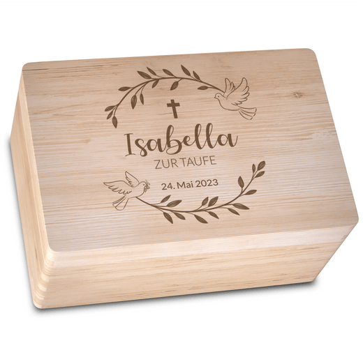 Personalisierte Holzkiste zur Taufe - Geschenkfreude
