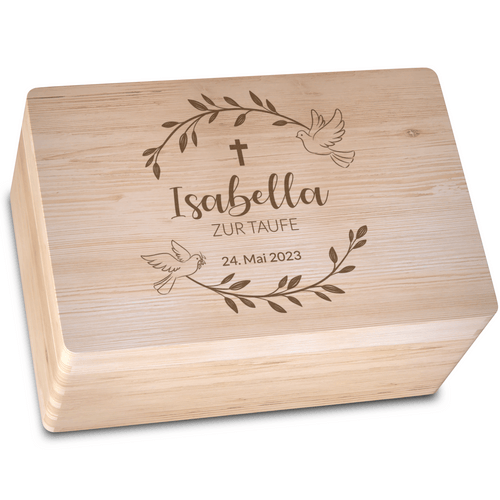Personalisierte Holzkiste zur Taufe - Geschenkfreude