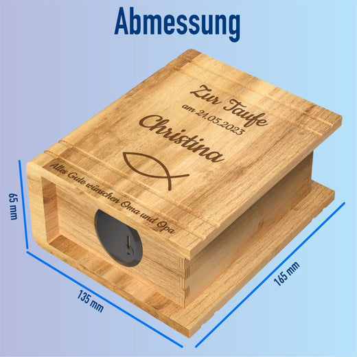 Personalisierte Spardose Kinder aus Holz - Geschenkfreude