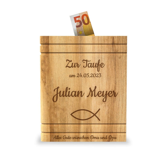 Personalisierte Spardose Kinder aus Holz  - Geschenkfreude