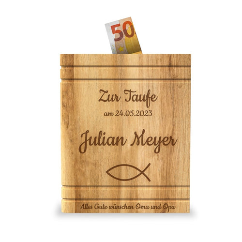 Personalisierte Spardose Kinder aus Holz - Geschenkfreude