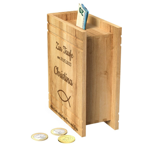 Personalisierte Spardose Kinder aus Holz - Geschenkfreude
