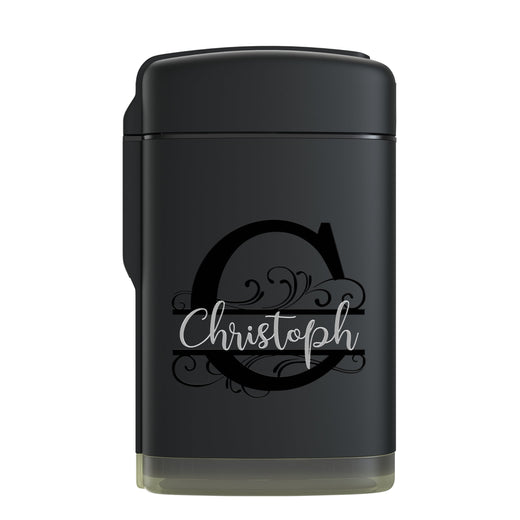 Personalisiertes Sturmfeuerzeug mit Druck - Initialen - Monochrom - Geschenkfreude