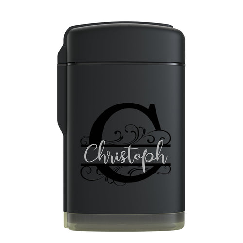Personalisiertes Sturmfeuerzeug mit Druck - Initialen - Monochrom - Geschenkfreude