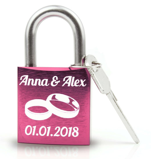Pinkes Liebesschloss mit Gravur - Geschenkfreude