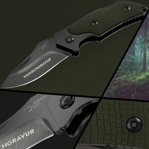 Taschenmesser mit Gravur | olive - Geschenkfreude