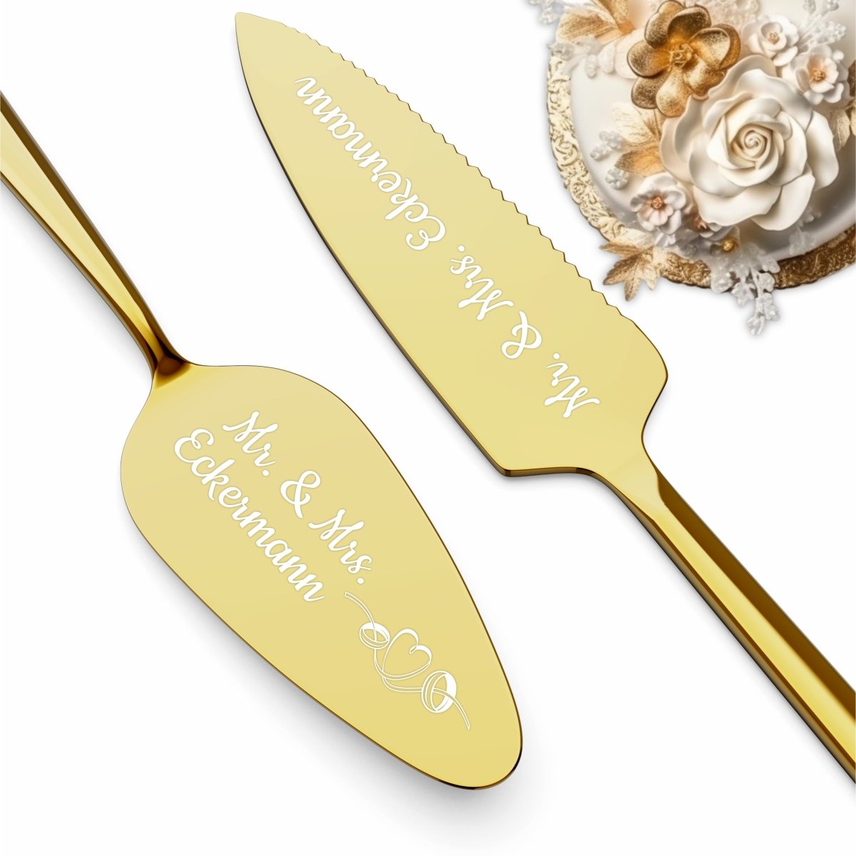 Personalisiertes Tortenheber-Set Mit Gravur – Aus Edelstahl & Holz, In Geschenkbox, Für Hochzeit & Jubiläum