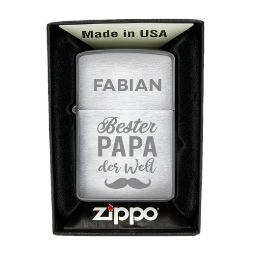 Zippo Feuerzeug mit Gravur | Brushed Steel | best Dad - Zippo