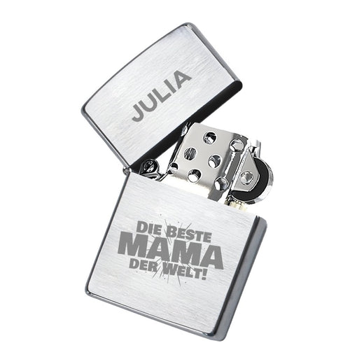 Zippo Feuerzeug mit Gravur | Brushed Steel | Beste Mama - Zippo