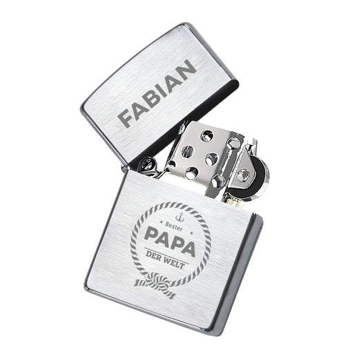Zippo Feuerzeug mit Gravur | Brushed Steel | Bester Papa - Zippo