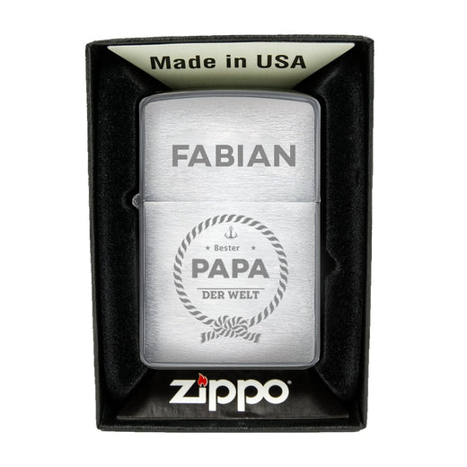 Zippo Feuerzeug mit Gravur | Brushed Steel | Bester Papa - Zippo