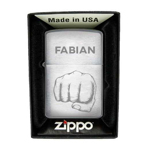 Zippo Feuerzeug mit Gravur | Brushed Steel | Faust Drauf - Zippo