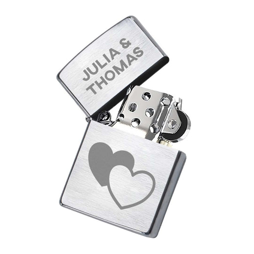 Zippo Feuerzeug mit Gravur | Brushed Steel | Herzen - Zippo
