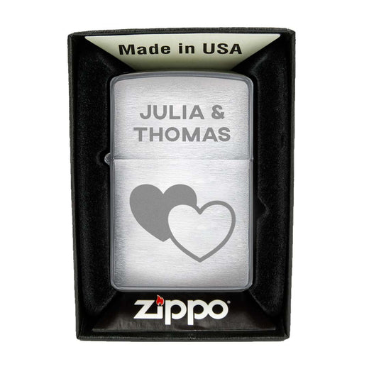 Zippo Feuerzeug mit Gravur | Brushed Steel | Herzen - Zippo