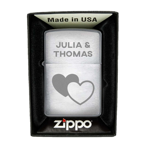 Zippo Feuerzeug mit Gravur | Brushed Steel | Herzen - Zippo