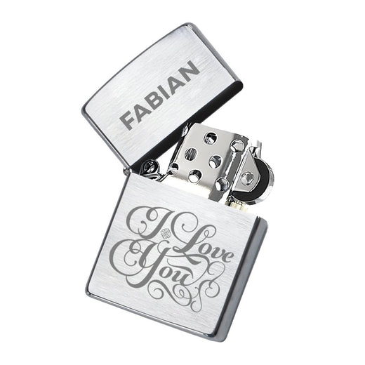 Zippo Feuerzeug mit Gravur | Brushed Steel | I love You - Zippo