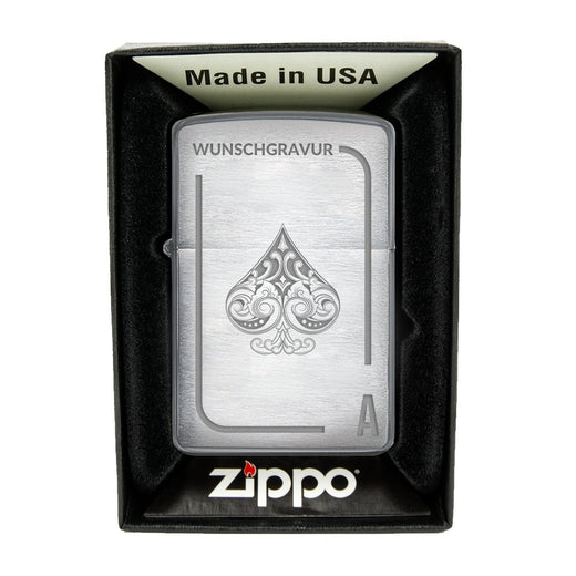 Zippo Feuerzeug mit Gravur | Brushed Steel | Karte - Zippo