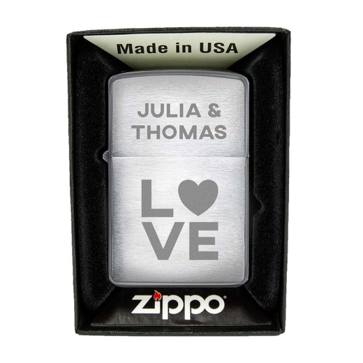 Zippo Feuerzeug mit Gravur | Brushed Steel | Love - Zippo