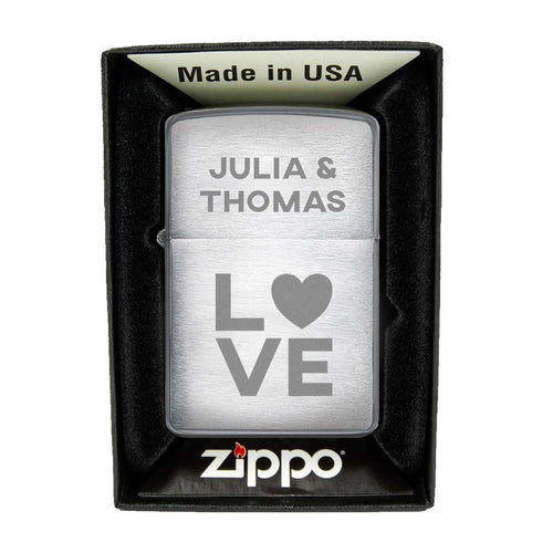 Zippo Feuerzeug mit Gravur | Brushed Steel | Love - Zippo