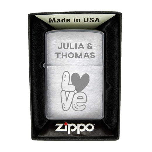 Zippo Feuerzeug mit Gravur | Brushed Steel | Love Herz - Zippo