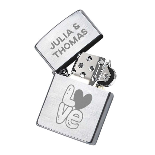 Zippo Feuerzeug mit Gravur | Brushed Steel | Love Herz - Zippo