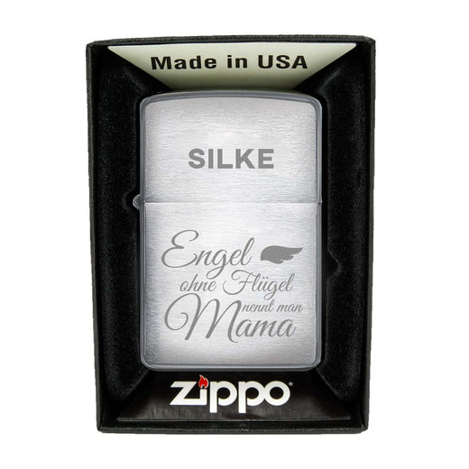 Zippo Feuerzeug mit Gravur | Brushed Steel | Mama Engel - Zippo