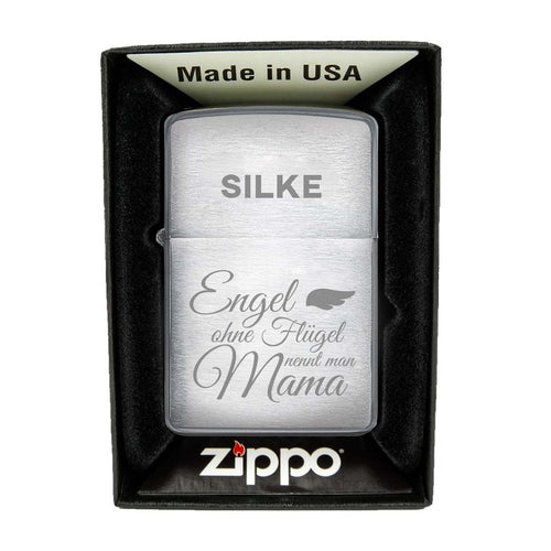 Zippo Feuerzeug mit Gravur | Brushed Steel | Mama Engel - Zippo