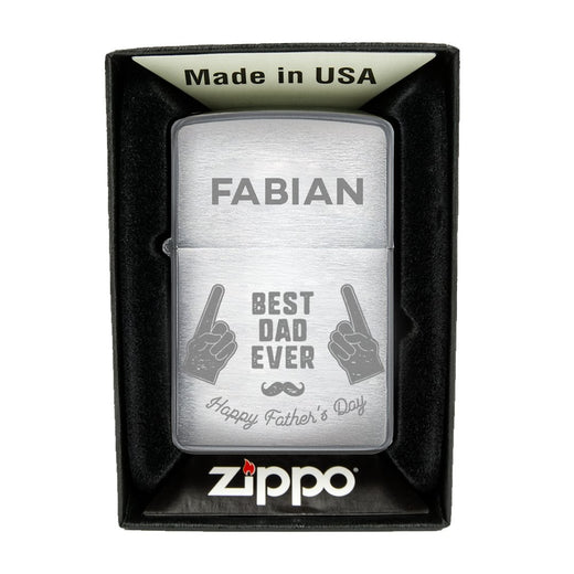 Zippo Feuerzeug mit Gravur | Brushed Steel | Papa Vatertag - Zippo