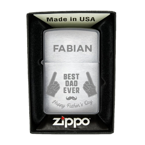 Zippo Feuerzeug mit Gravur | Brushed Steel | Papa Vatertag - Zippo