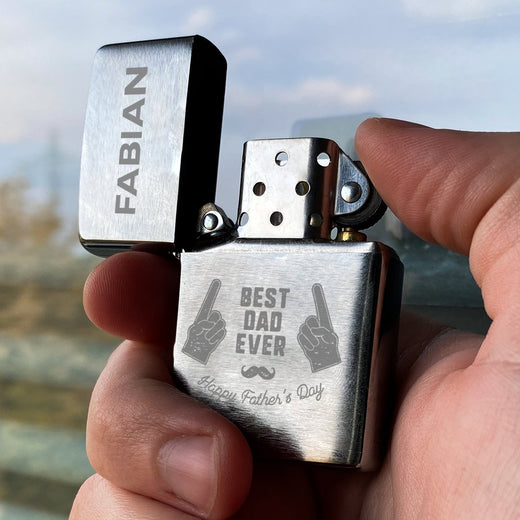Zippo Feuerzeug mit Gravur | Brushed Steel | Papa Vatertag - Zippo