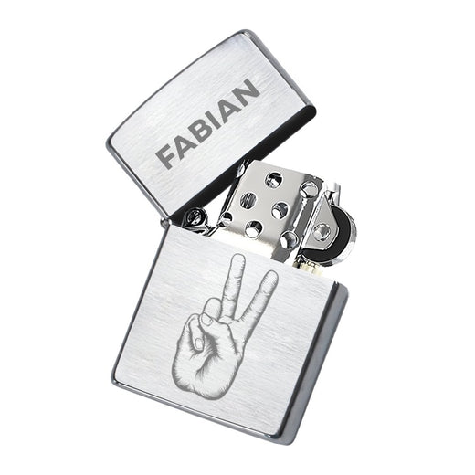 Zippo Feuerzeug mit Gravur | Brushed Steel | Peace - Zippo
