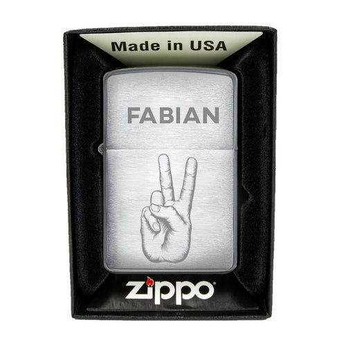 Zippo Feuerzeug mit Gravur | Brushed Steel | Peace - Zippo