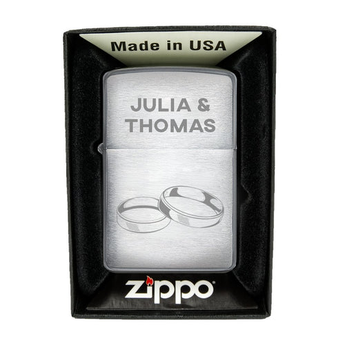 Zippo Feuerzeug mit Gravur | Brushed Steel | Ringe - Zippo