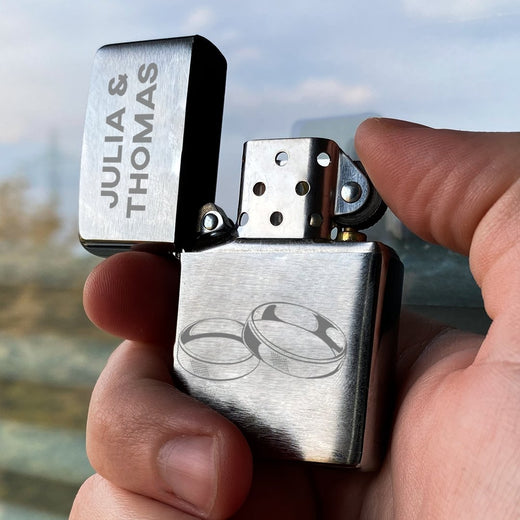 Zippo Feuerzeug mit Gravur | Brushed Steel | Ringe - Zippo