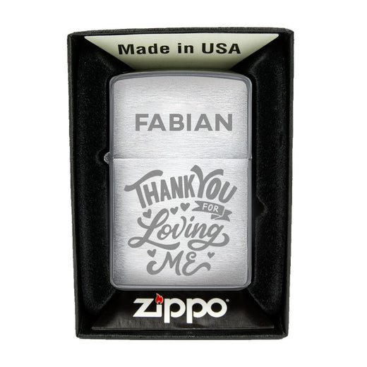 Zippo Feuerzeug mit Gravur | Brushed Steel | Thank you - Zippo